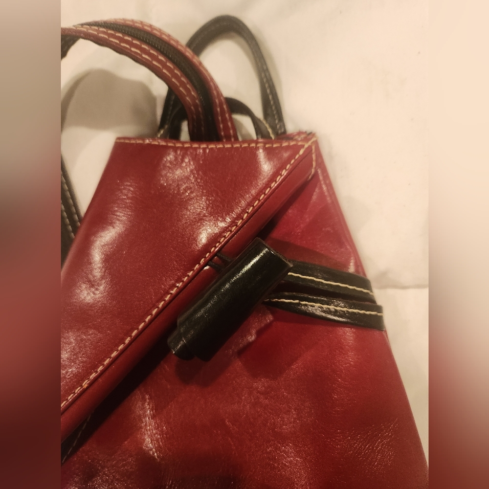 Vera PELLE Red Leather Backpack - Picture 2 of 6